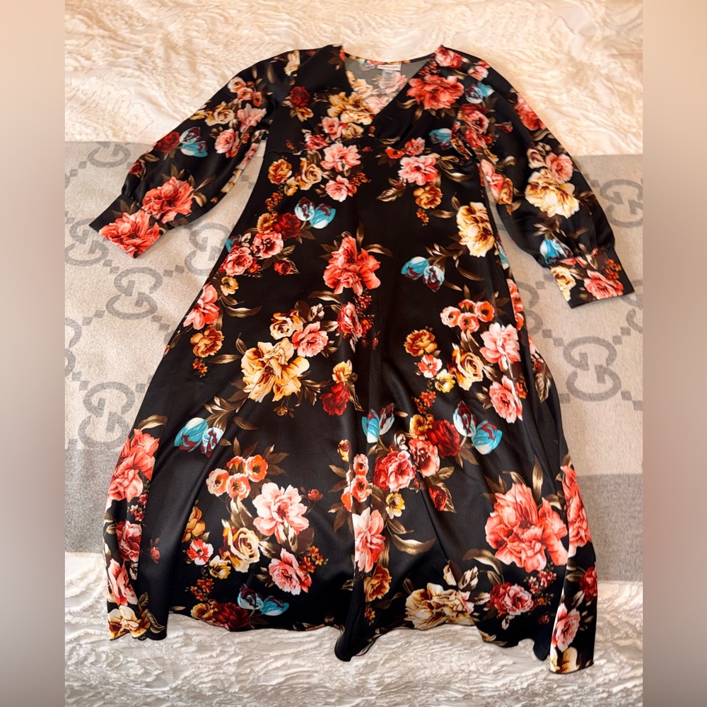 Kate & Lily Floral Black Maxi Dress